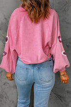 Load image into Gallery viewer, Heart Sequin Half Snap Mineral Wash Sweatshirt
