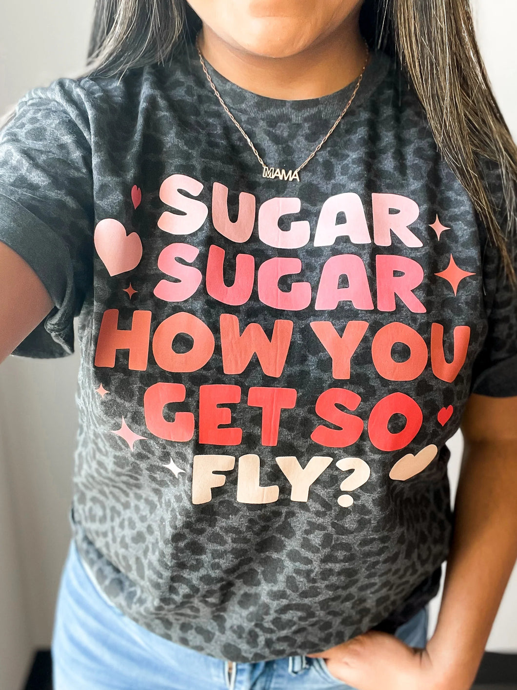 Sugar Sugar MAMA | Women's Black Cheetah Graphic Tee