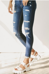 Kancan Mid-Rise Cuffed Ankle Skinny Jean