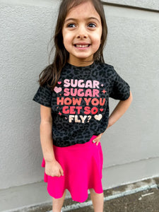 Sugar Sugar MINI | Girl's Black Cheetah Graphic Tee