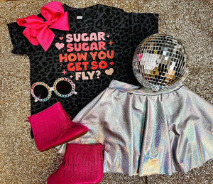 Sugar Sugar MINI | Girl's Black Cheetah Graphic Tee