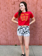 Load image into Gallery viewer, Crop Top | Red and Gold Cropped Graphic Tee
