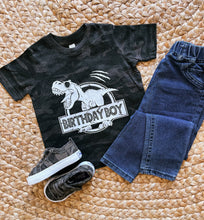 Load image into Gallery viewer, Birthday Boy Dino | Boy&#39;s Camo Graphic Tee
