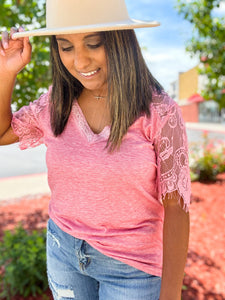 Country Roots | Women's Lace Sleeve Top { 5 colors }