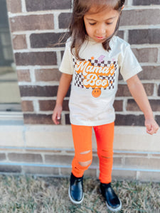 Mama's Boo!  Black Checker | Natural Kids Graphic Tee