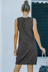 Twist Knot Sleeveless Dress - Heather Black