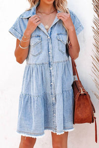 Button Front Denim Dress