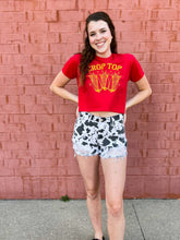 Load image into Gallery viewer, Crop Top | Red and Gold Cropped Graphic Tee
