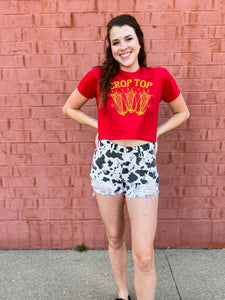 Crop Top | Red and Gold Cropped Graphic Tee