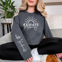 Load image into Gallery viewer, PREORDER: Radiate Positivity Graphic Sweatshirt in Three Colors
