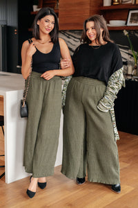 Harmony High Rise Wide Pants in Olive