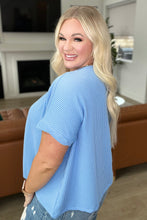 Load image into Gallery viewer, Textured Line Twisted Short Sleeve Top in Sky Blue
