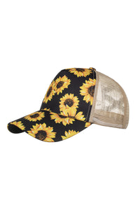 Sunflower Mesh Splicing Criss-Cross Hollow Out Baseball Cap