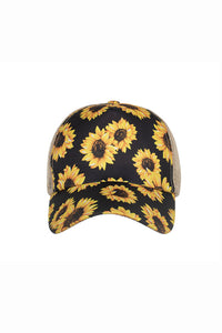 Sunflower Mesh Splicing Criss-Cross Hollow Out Baseball Cap