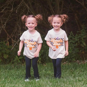 Mama's Boo!  Black Checker | Natural Kids Graphic Tee