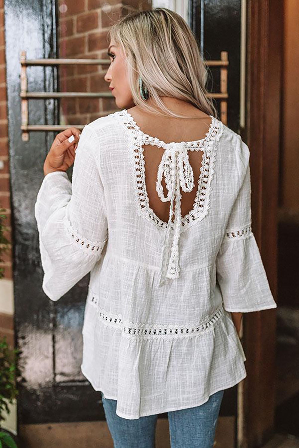 Load image into Gallery viewer, 3/4 Flare Sleeve Peplum Top