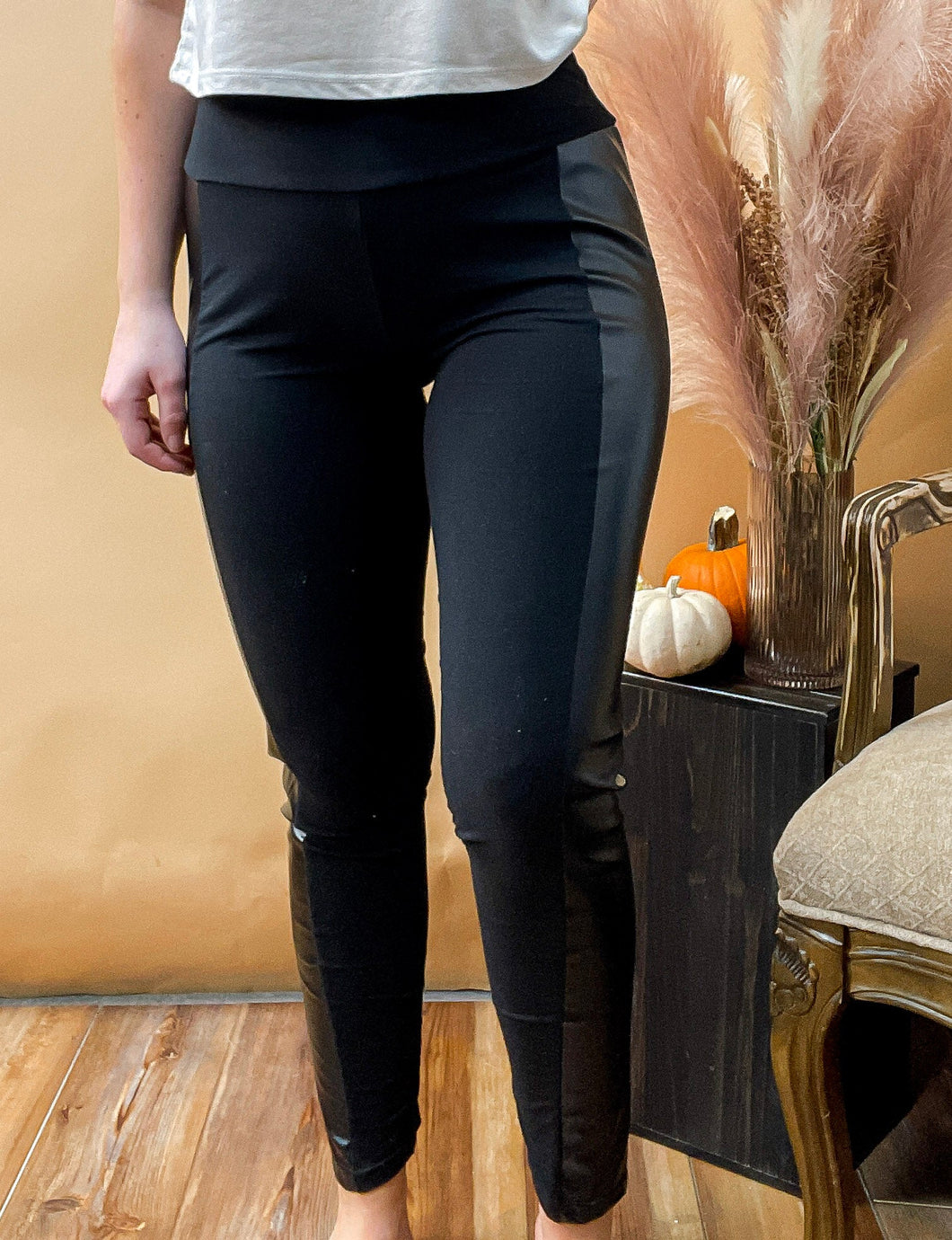 Sassy & Classy | Women's Butter Leggings with Faux Leather Accents