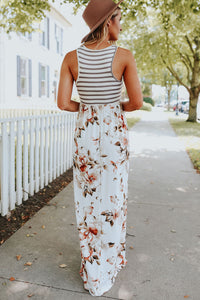 Striped Floral Maxi Dress