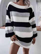 Load image into Gallery viewer, Striped Long Sleeve Mini Sweater Dress

