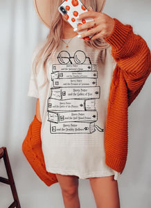 Book Stack Cream Graphic Tee