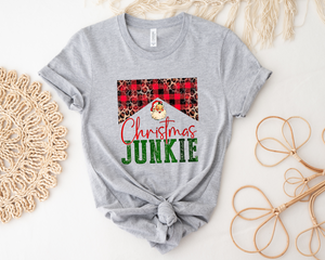 Christmas Junkie Grey Graphic Tee