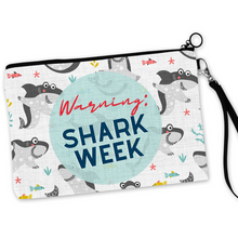 Load image into Gallery viewer, Warning! Shark Week Cosmetic Bag
