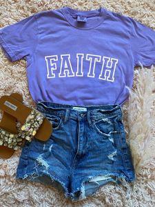 Faith Purple Graphic Tee- Comfort Colors