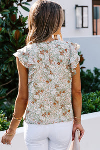 Floral Ruffle Sleeve Blouse