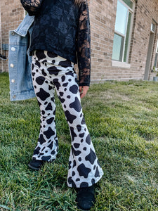 Clarabelle | Girl's Cow Print Butter Soft Flares