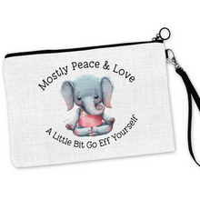 Load image into Gallery viewer, Mostly Peace and Love A Little Bit Go Eff Yourself Cosmetic Bag
