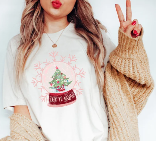 Let It Snow Globe White Graphic Tee